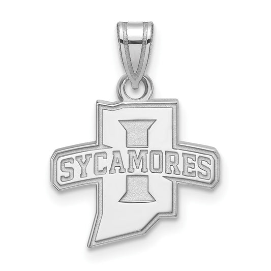 14K White Gold Logoart Indiana State University Sycamores Small Pendant