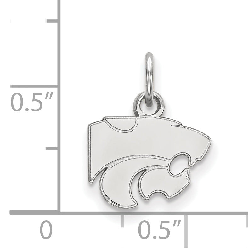 Sterling Silver Rhodium Plated Logoart Kansas State University Wildcat Extra Small Pendant