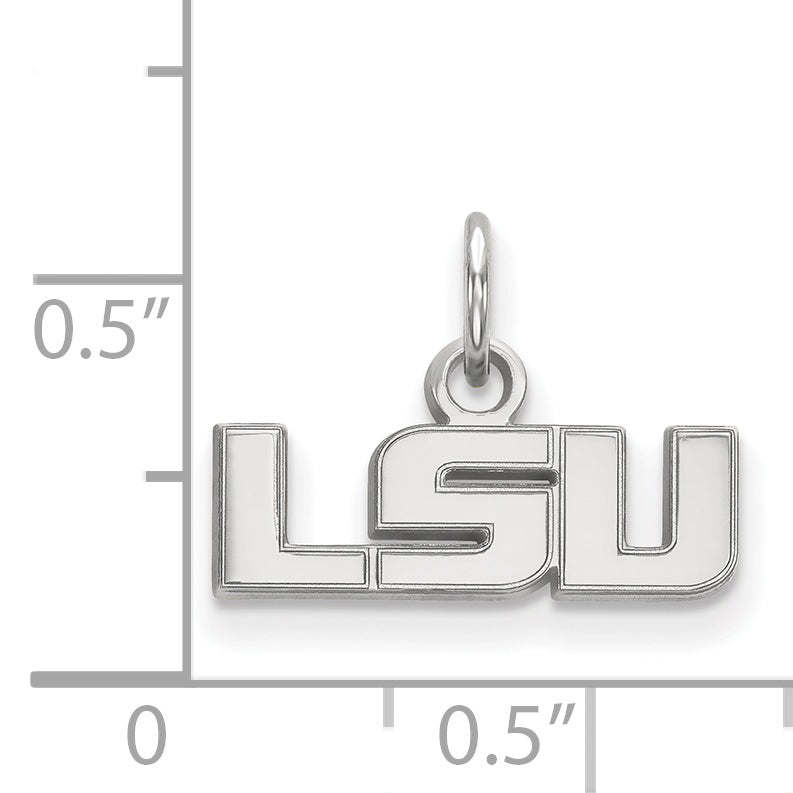 Sterling Silver Rhodium Plated Logoart Louisiana State University L S U Extra Small Pendant