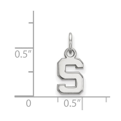 14K White Gold Logoart Michigan State University Letter S Extra Small Pendant
