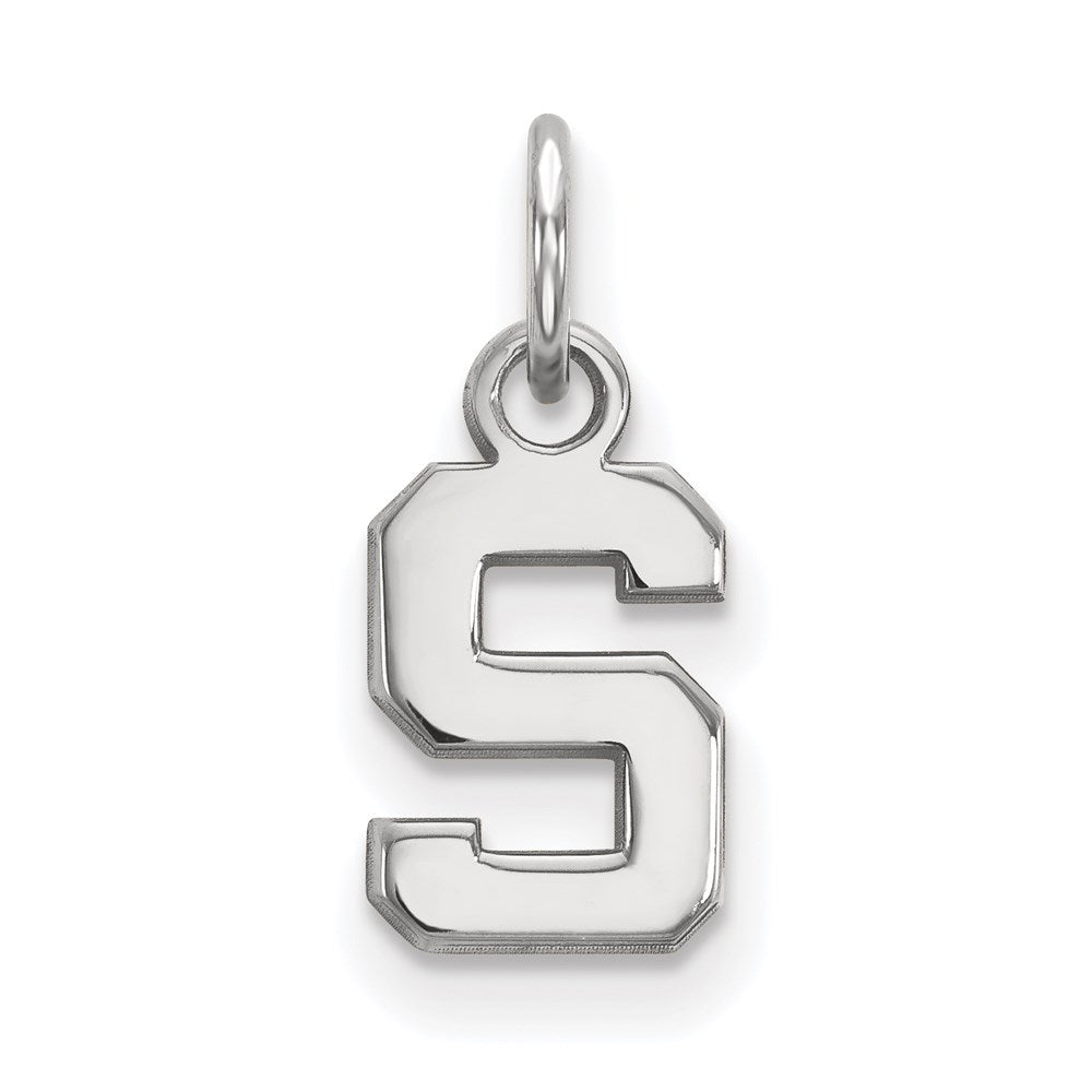 10K White Gold Logoart Michigan State University Letter S Extra Small Pendant