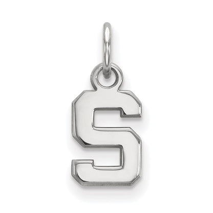 10K White Gold Logoart Michigan State University Letter S Extra Small Pendant