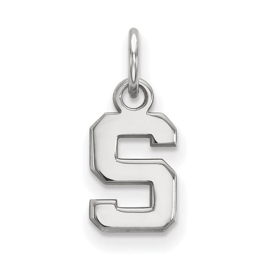 10K White Gold Logoart Michigan State University Letter S Extra Small Pendant