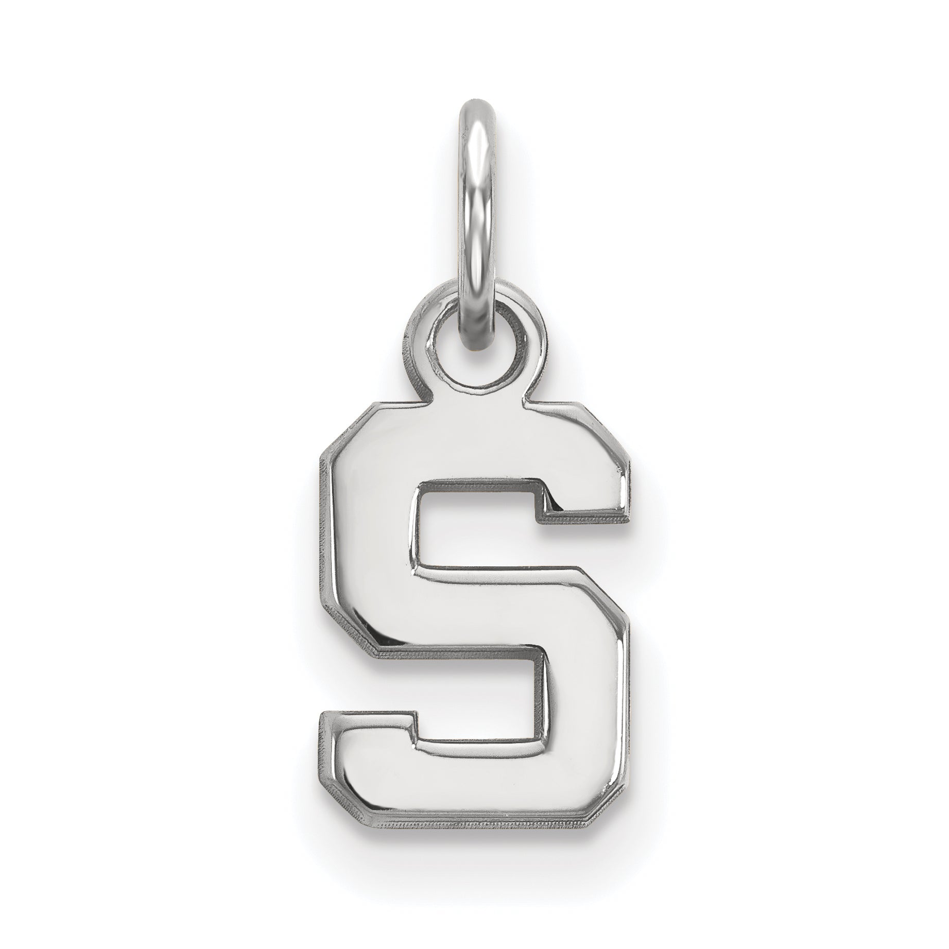 Sterling Silver Rhodium Plated Logoart Michigan State University Letter S Extra Small Pendant