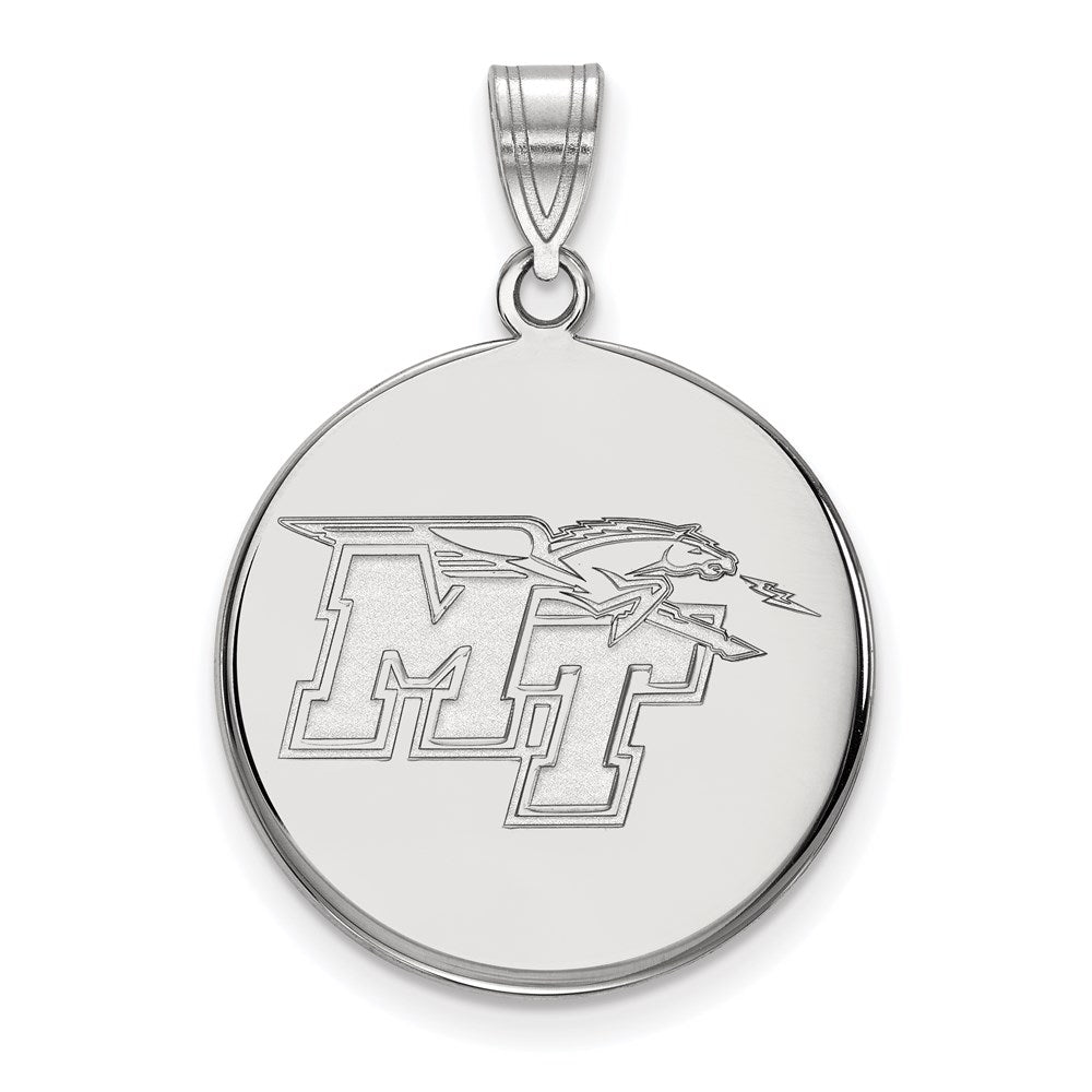 10K White Gold Logoart Middle Tennessee State University M T Large Disc Pendant