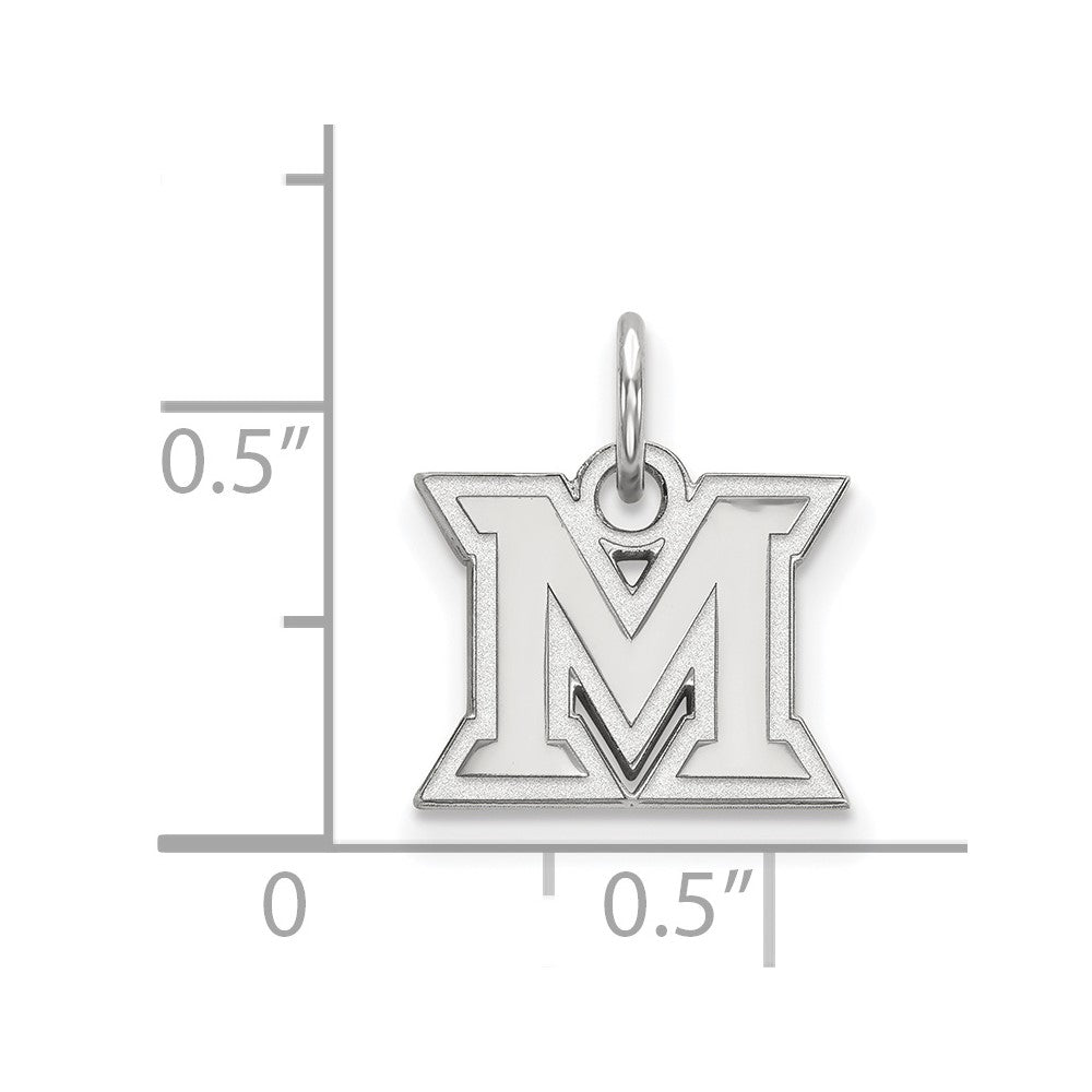 10K White Gold Logoart Miami University Ohio Letter M Extra Small Pendant