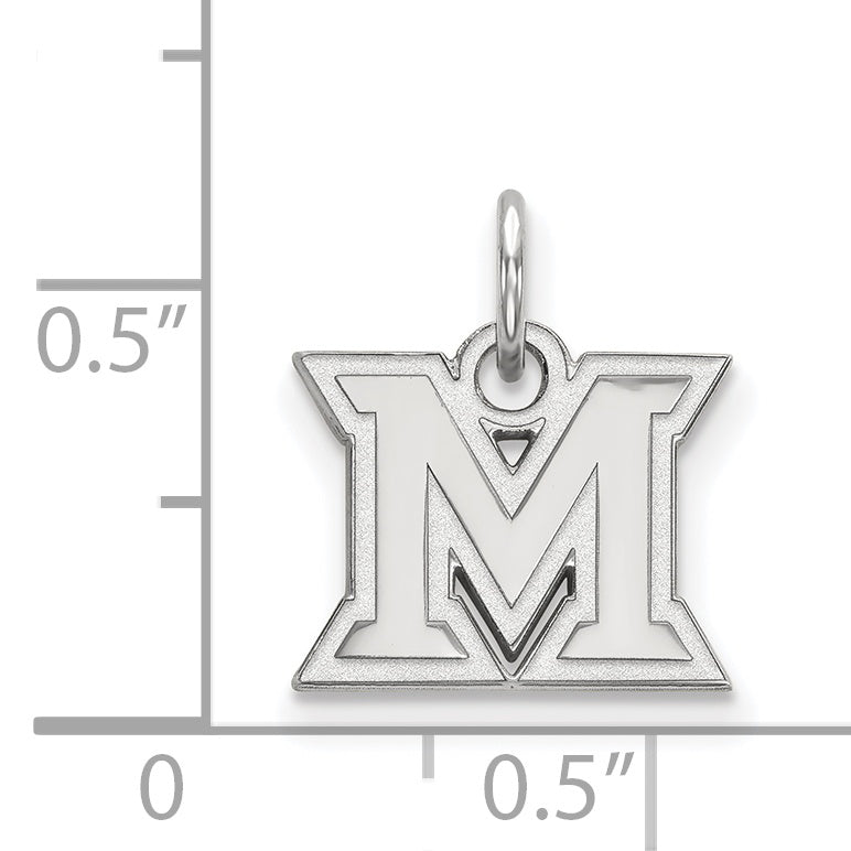 Sterling Silver Rhodium Plated Logoart Miami University Ohio Letter M Extra Small Pendant