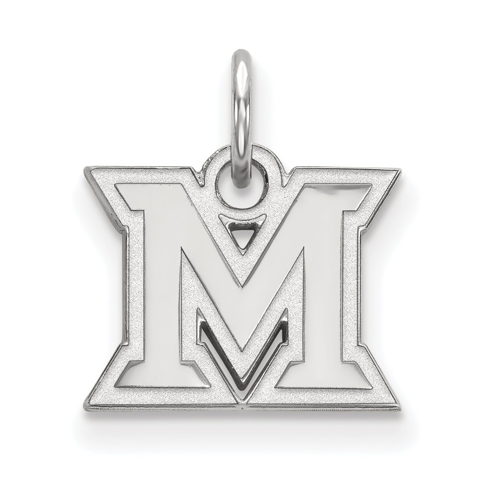 Sterling Silver Rhodium Plated Logoart Miami University Ohio Letter M Extra Small Pendant