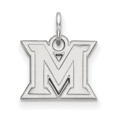 Sterling Silver Rhodium Plated Logoart Miami University Ohio Letter M Extra Small Pendant