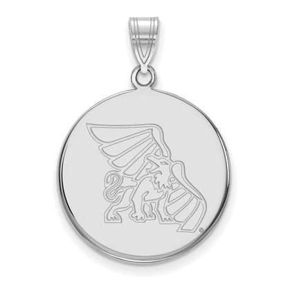 14K White Gold Logoart Missouri Western State University Griffon Large Disc Pendant