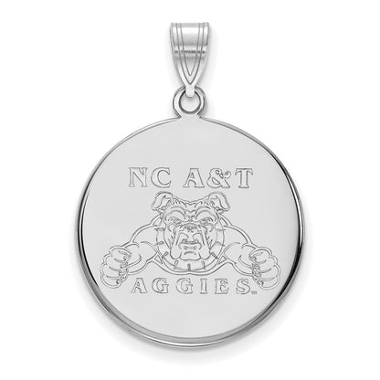 Sterling Silver Rhodium Plated Logoart North Carolina A And T Aggies Large Disc Pendant