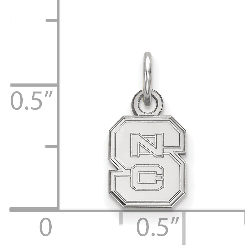Sterling Silver Rhodium Plated Logoart North Carolina State University N C S Extra Small Pendant