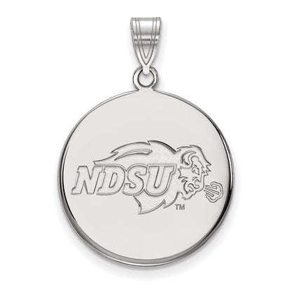 Sterling Silver Rhodium Plated Logoart North Dakota State University Large Disc Pendant