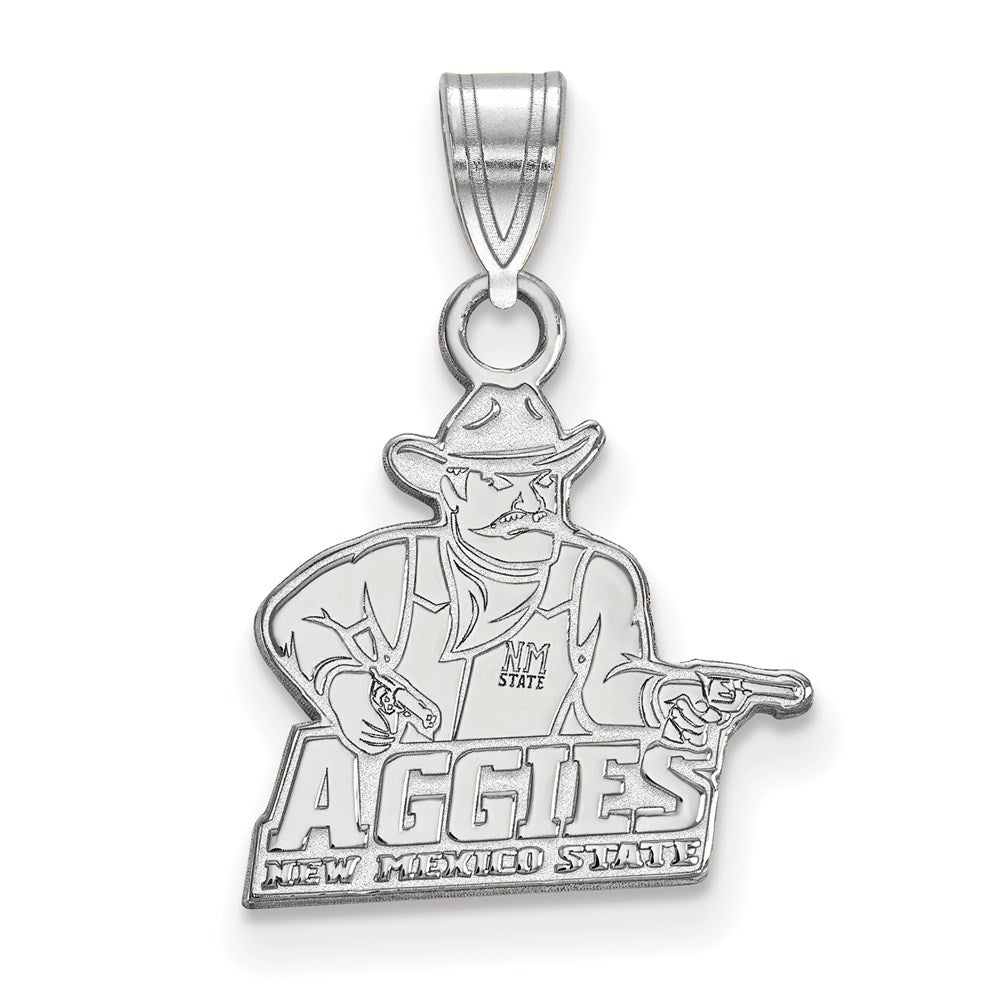 14K White Gold Logoart New Mexico State University Aggies Small Pendant