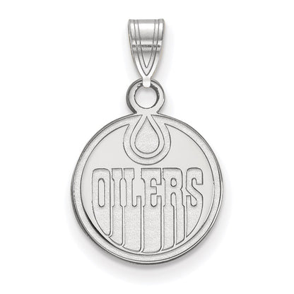 Sterling Silver Rhodium Plated Nhl Logoart Edmonton Oilers Small Pendant