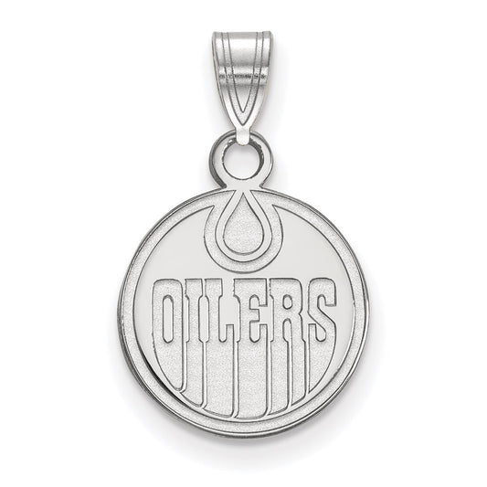 Sterling Silver Rhodium Plated Nhl Logoart Edmonton Oilers Small Pendant