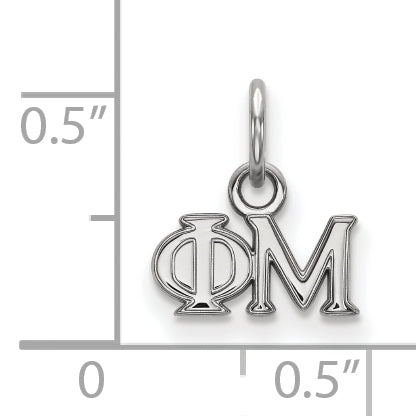 Sterling Silver Rhodium Plated Logoart Phi Mu Sorority Greek Letters Extra Small Pendant