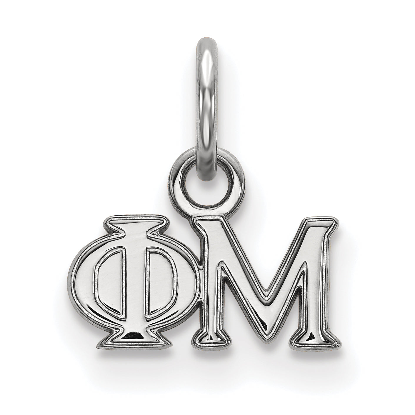 Sterling Silver Rhodium Plated Logoart Phi Mu Sorority Greek Letters Extra Small Pendant