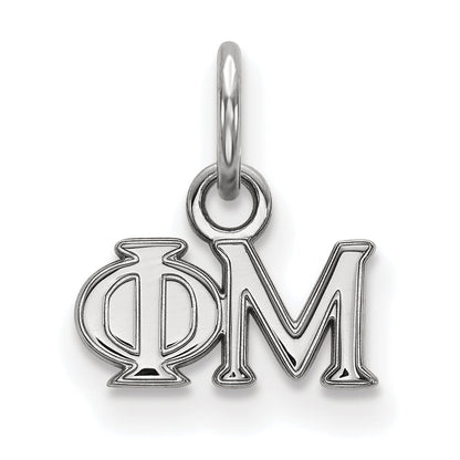 Sterling Silver Rhodium Plated Logoart Phi Mu Sorority Greek Letters Extra Small Pendant