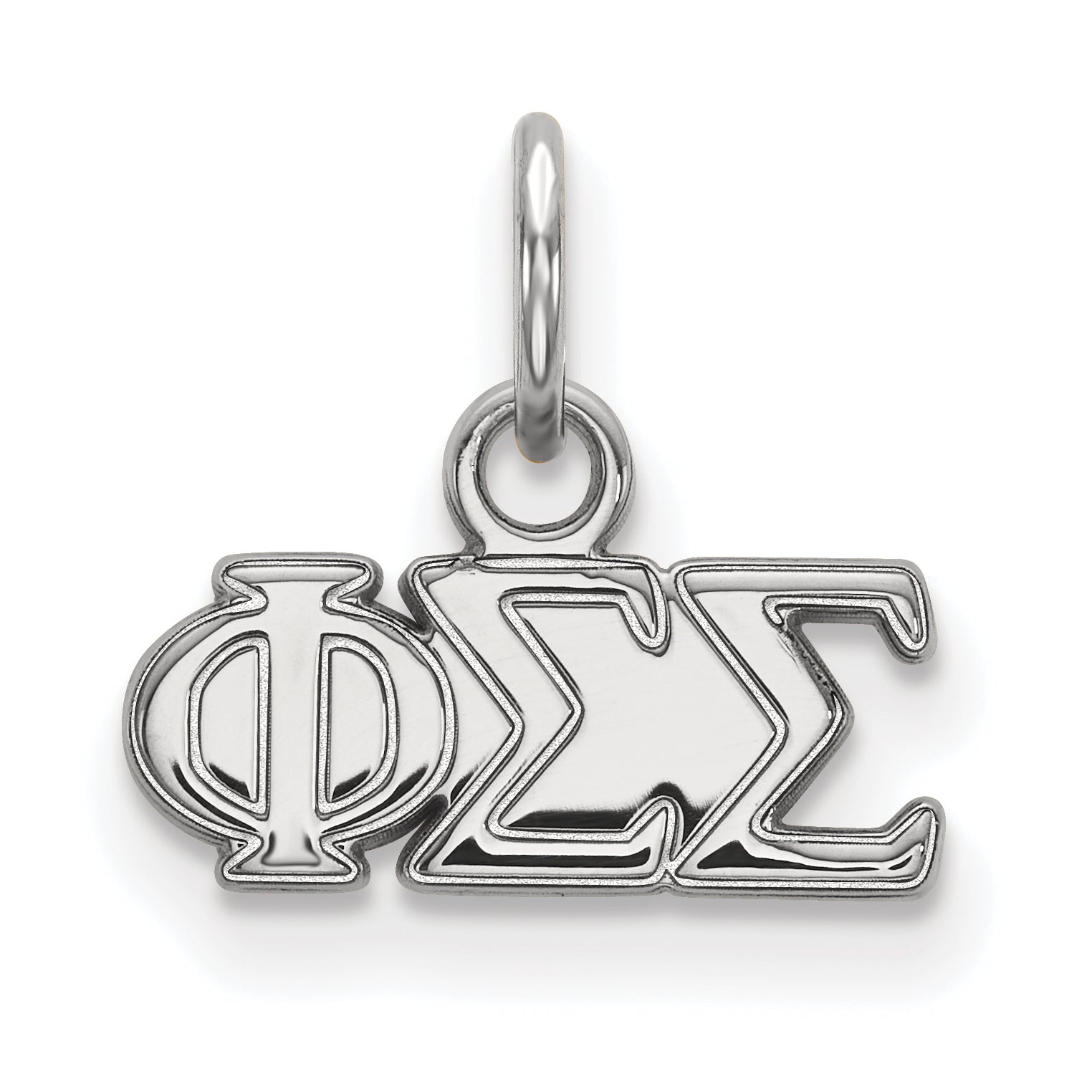 Sterling Silver Rhodium Plated Logoart Phi Sigma Sorority Greek Letters Extra Small Pendant
