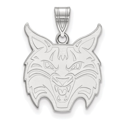 Sterling Silver Rhodium Plated Logoart Quinnipiac University Bobcat Large Pendant
