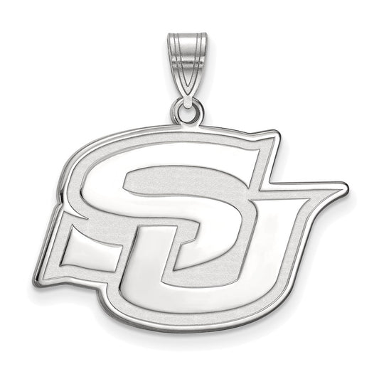 Sterling Silver Rhodium Plated Logoart Southern University Jaguars Large Pendant