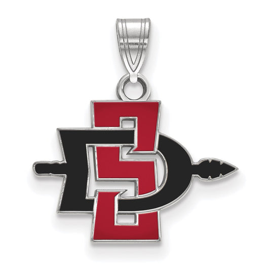 14K White Gold Logoart San Diego State University Small Enameled Pendant