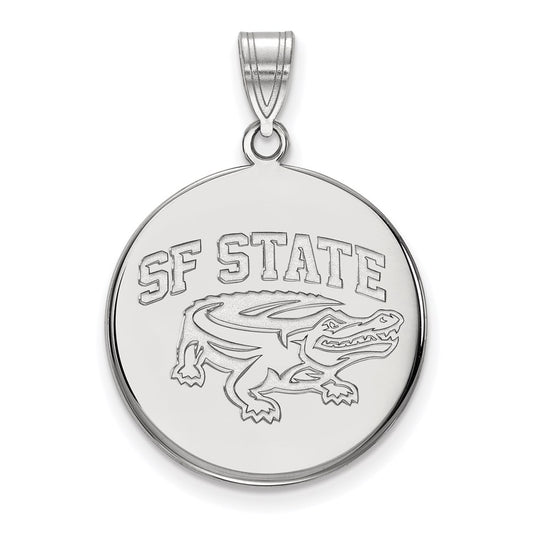 Sterling Silver Rhodium Plated Logoart San Francisco State University Large Disc Pendant