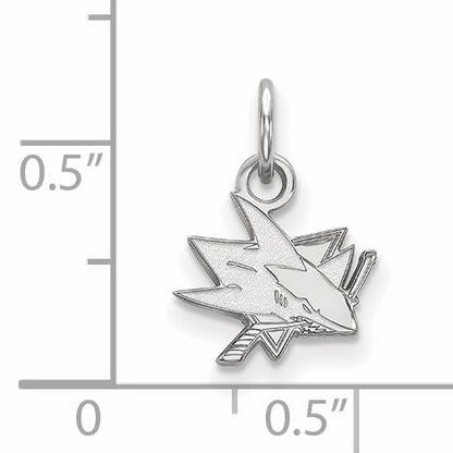Sterling Silver Rhodium Plated Nhl Logoart San Jose Sharks Extra Small Pendant