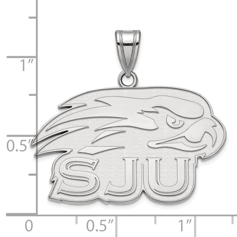 Sterling Silver Rhodium Plated Logoart St Joseph'S University Hawks Large Pendant