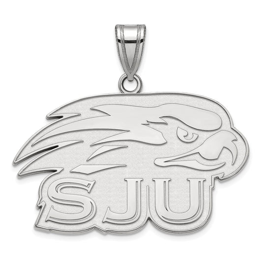 Sterling Silver Rhodium Plated Logoart St Joseph'S University Hawks Large Pendant