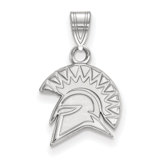 Sterling Silver Rhodium Plated Logoart San Jose State University Spartan Small Pendant