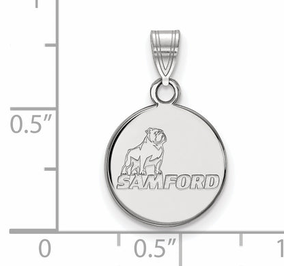 Sterling Silver Rhodium Plated Logoart Samford University Small Disc Pendant