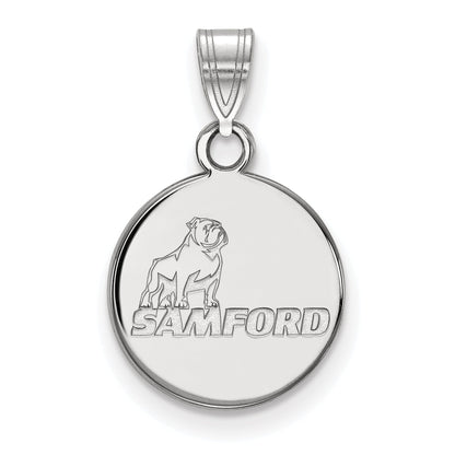 Sterling Silver Rhodium Plated Logoart Samford University Small Disc Pendant