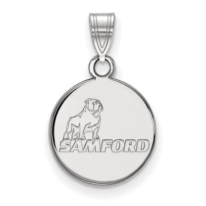 14K White Gold Logoart Samford University Small Disc Pendant