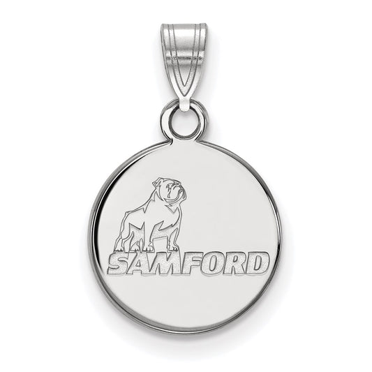 10K White Gold Logoart Samford University Small Disc Pendant