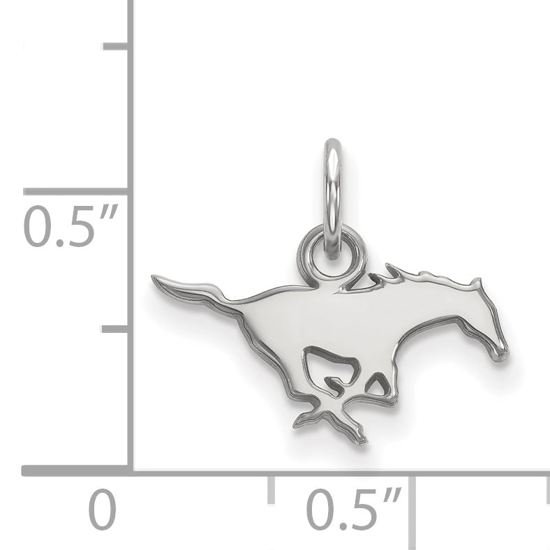 Sterling Silver Rhodium Plated Logoart Southern Methodist University Mustang Extra Small Pendant