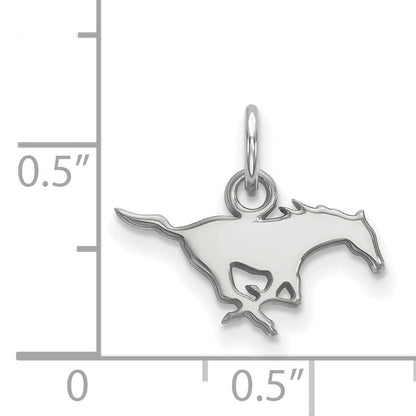 Sterling Silver Rhodium Plated Logoart Southern Methodist University Mustang Extra Small Pendant
