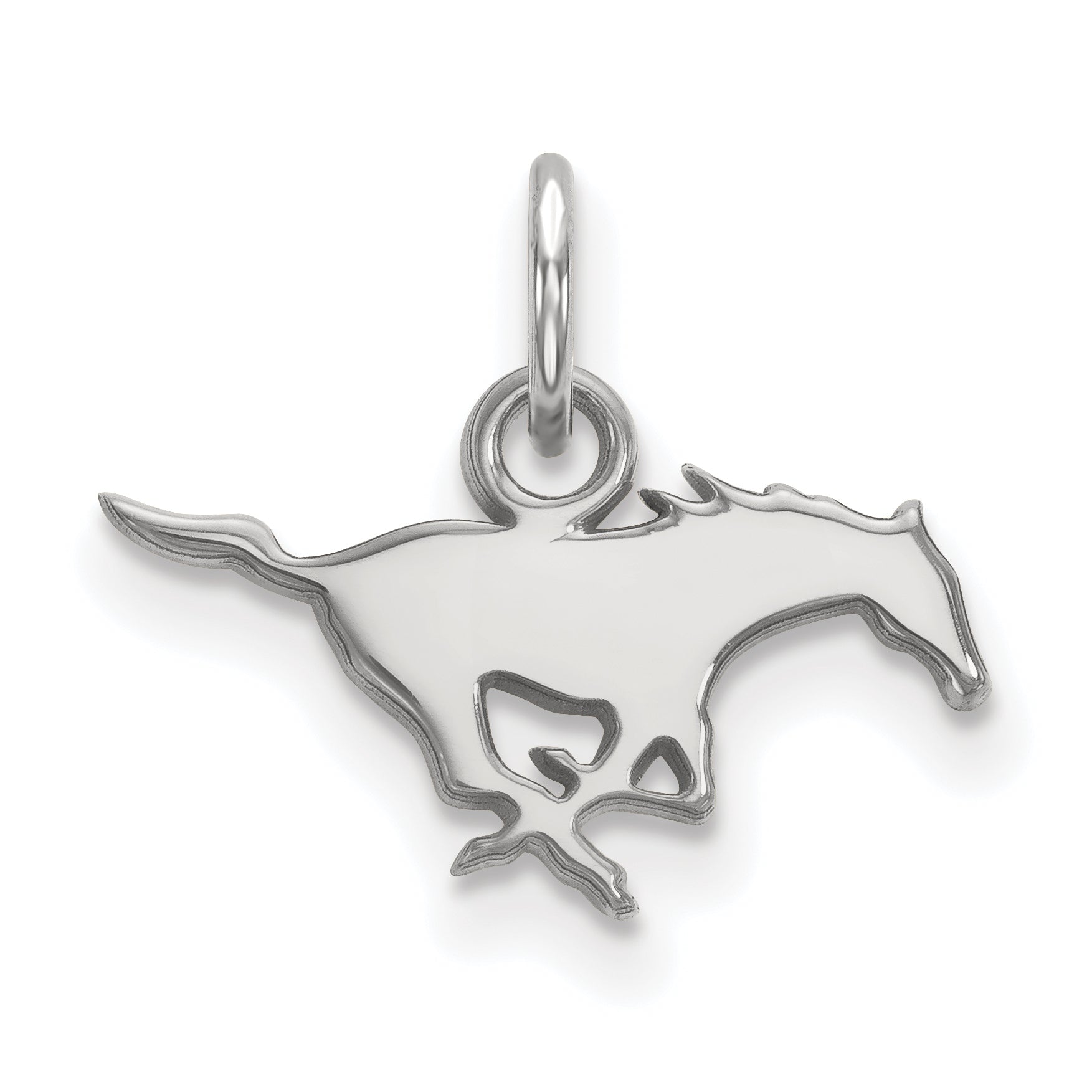Sterling Silver Rhodium Plated Logoart Southern Methodist University Mustang Extra Small Pendant