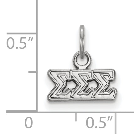 Sterling Silver Rhodium Plated Logoart Sigma Sorority Greek Letters Extra Small Pendant