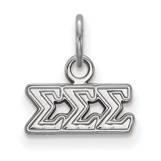 Sterling Silver Rhodium Plated Logoart Sigma Sorority Greek Letters Extra Small Pendant