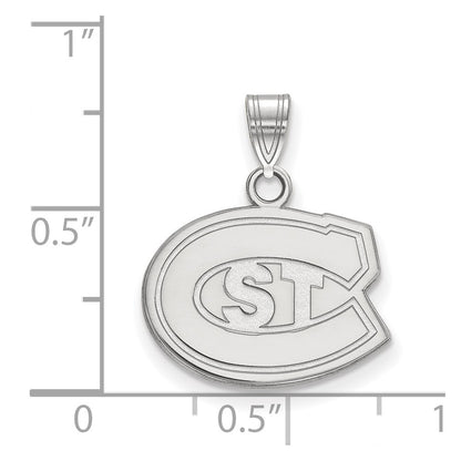 Sterling Silver Rhodium Plated Logoart St. Cloud State University Small Pendant