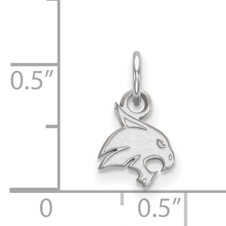 Sterling Silver Rhodium Plated Logoart Texas State University Bobcat Extra Small Pendant