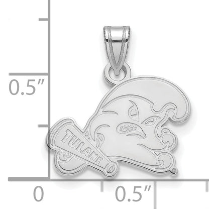 Sterling Silver Rhodium Plated Logoart Tulane University Small Pendant