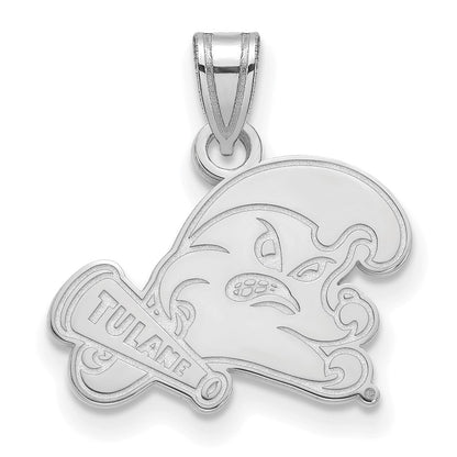 10K White Gold Logoart Tulane University Small Pendant