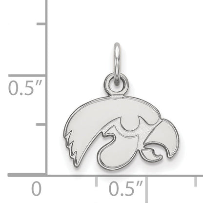 Sterling Silver Rhodium Plated Logoart University Of Iowa Hawk Extra Small Pendant