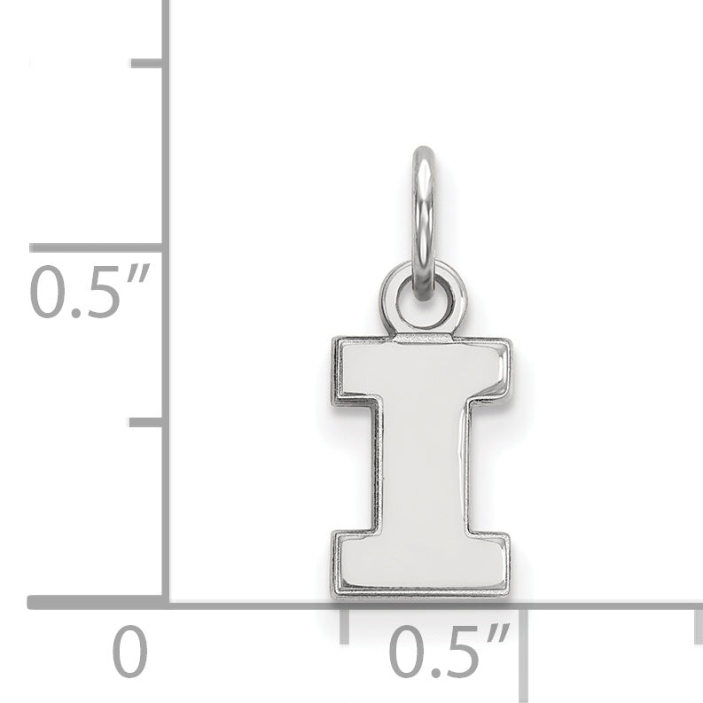 Sterling Silver Rhodium Plated Logoart University Of Illinois Letter I Extra Small Pendant