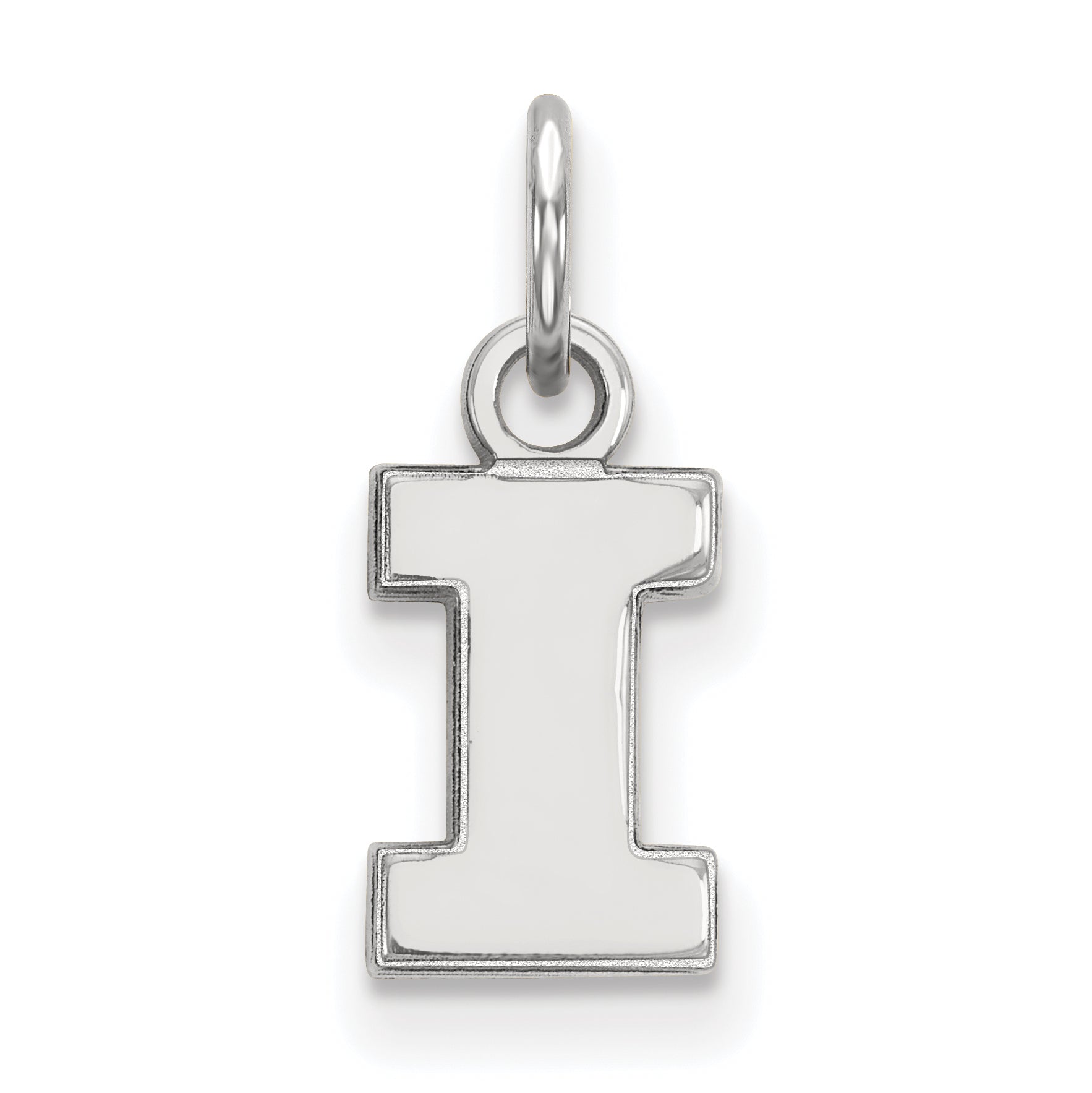 Sterling Silver Rhodium Plated Logoart University Of Illinois Letter I Extra Small Pendant