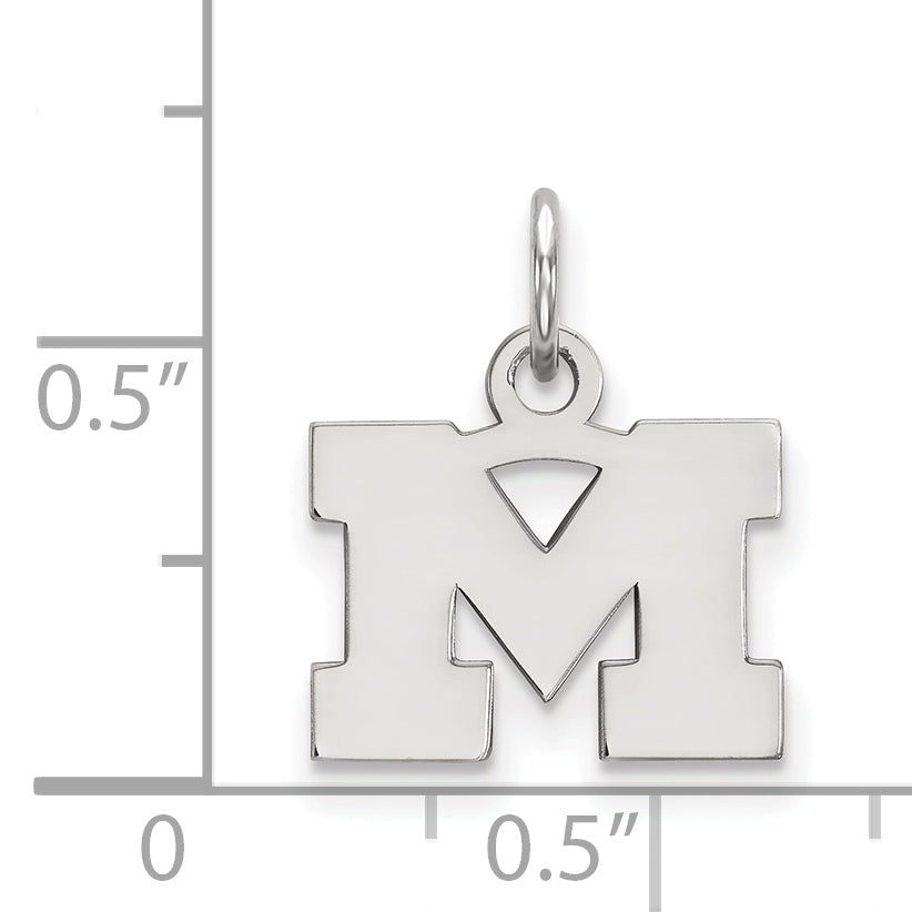 Sterling Silver Rhodium Plated Logoart University Of Michigan Letter M Extra Small Pendant