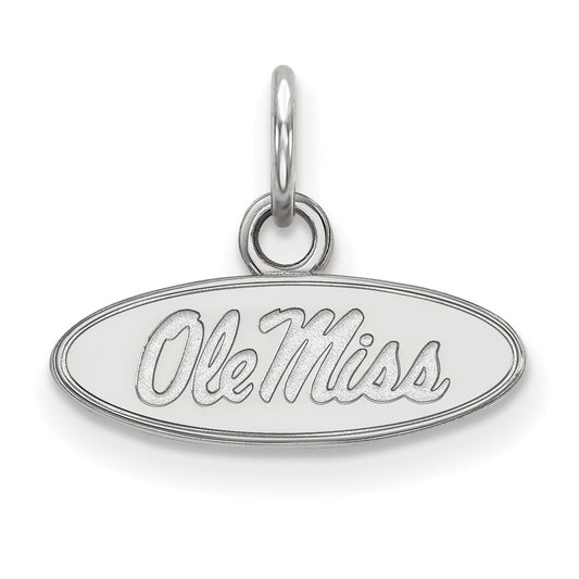 10K White Gold Logoart University Of Mississippi Ole Miss Extra Small Oval Pendant